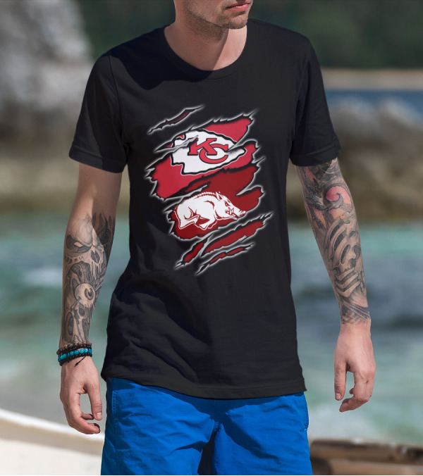 Kansas City Chiefs Arkansas Razorbacks Football Crossover T-Shirt