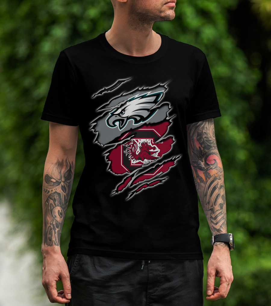 Philadelphia Eagles South Carolina Gamecocks Logo Blend T-Shirt