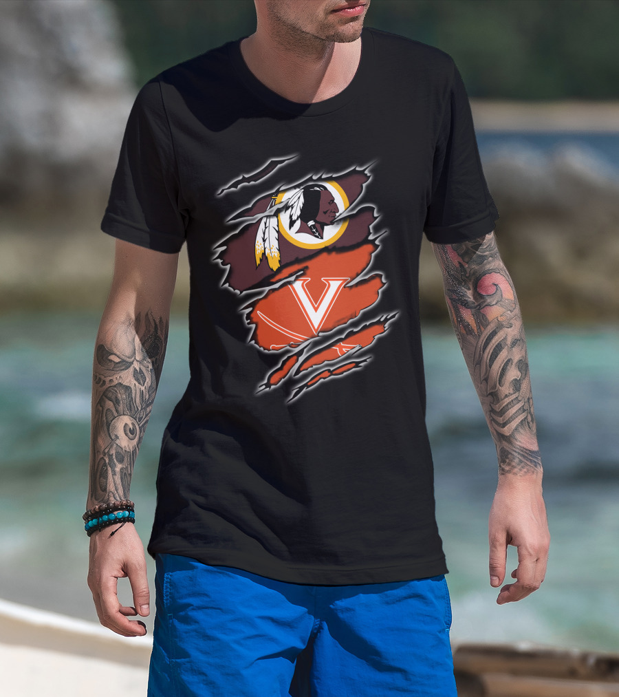 Washington Redskins Virginia Cavaliers Logo Mashup T-Shirt