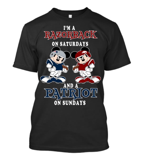 I'm A Razorback On Saturdays And A Patriot On Sundays Mickey T-Shirt