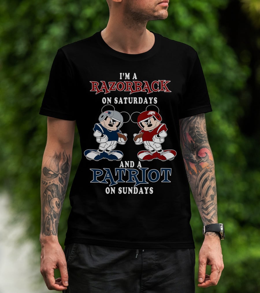 I'm A Razorback On Saturdays And A Patriot On Sundays Mickey T-Shirt