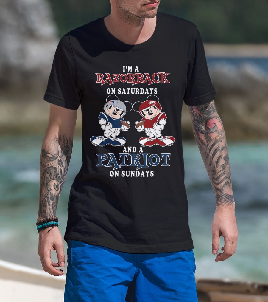 I'm A Razorback On Saturdays And A Patriot On Sundays Mickey T-Shirt