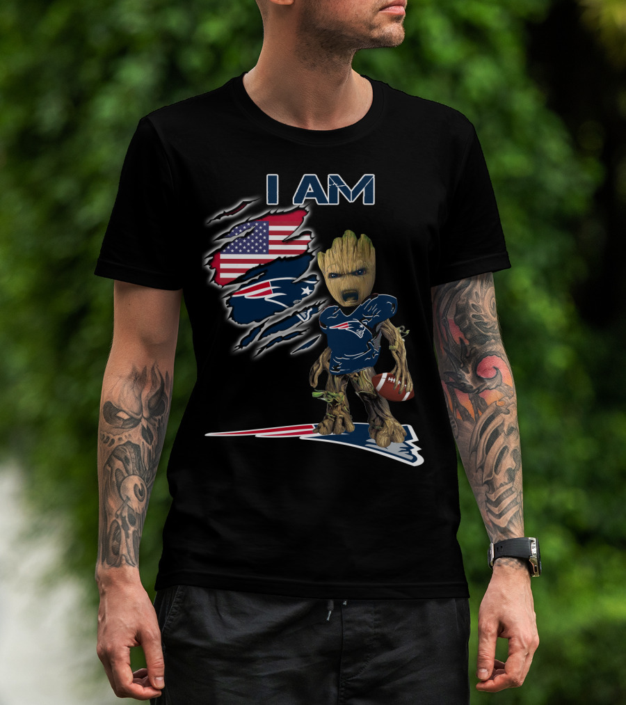 I Am Groot American Football Fan Patriots T-Shirt