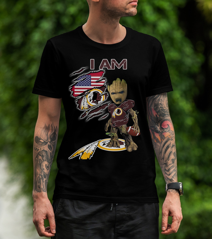 I Am Groot Washington Football Team Fan Usa Flag T-Shirt