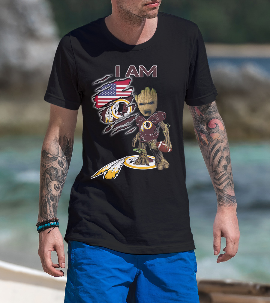 I Am Groot Washington Football Team Fan Usa Flag T-Shirt