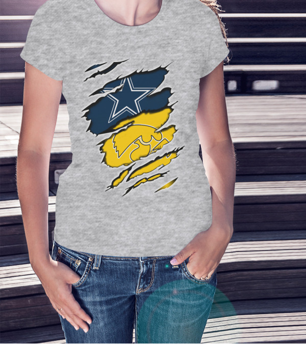 Cowboys Star And Hawkeyes Logo Fusion T-Shirt