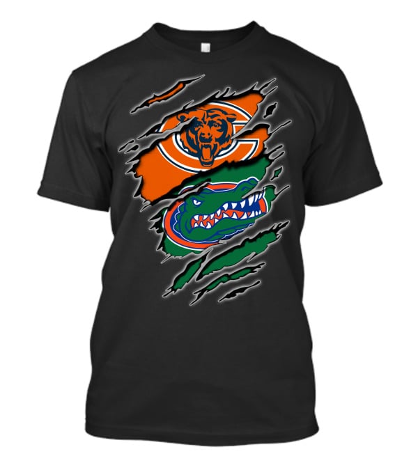 Chicago Bears Florida Gators Team Logos Torn T-Shirt