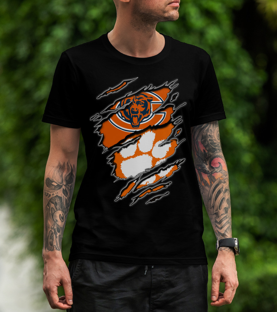 Chicago Bears Clemson Tigers Paw Logo Mashup T-Shirt