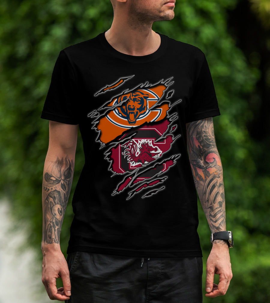 Chicago Bears South Carolina Gamecocks Logo Mashup T-Shirt