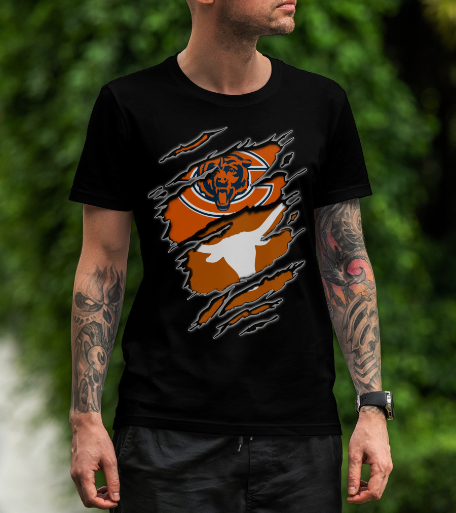Bears Longhorns Chicago Texas Football Crossover T-Shirt
