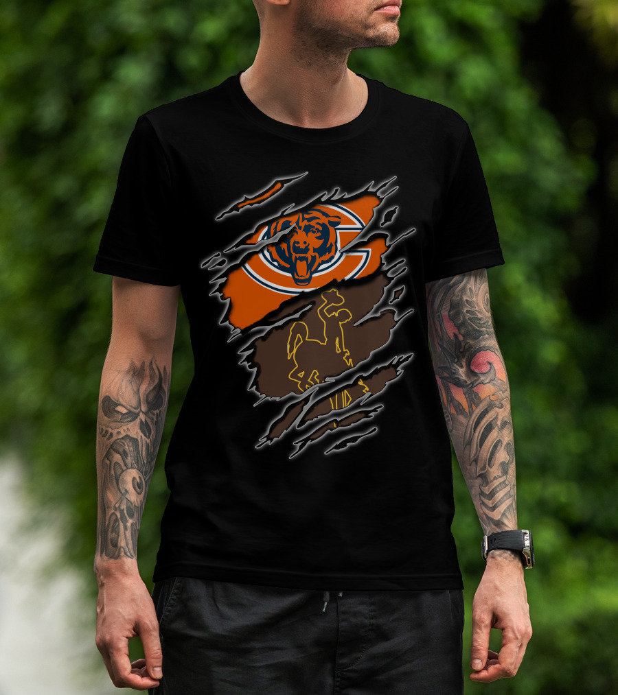 Bears Wyoming Cowboy Dual Symbol Rip T-Shirt