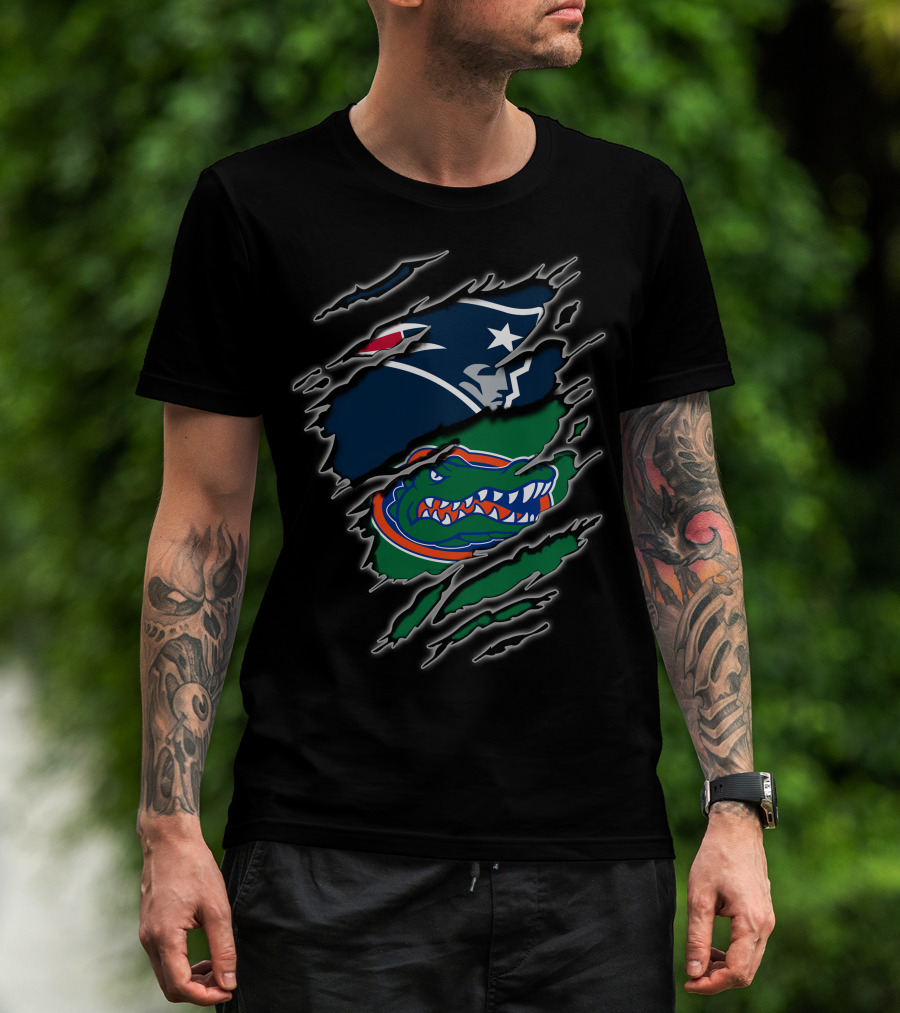 Patriots Gators Logo Crossover Featuring Iconic Team T-Shirt