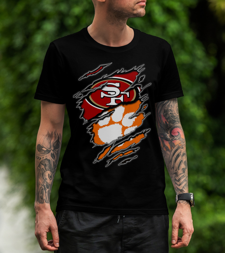 San Francisco 49ers Clemson Tigers Logo Mashup T-Shirt