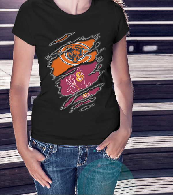 Chicago Bears Arizona State Sun Devils Logo Mashup T-Shirt