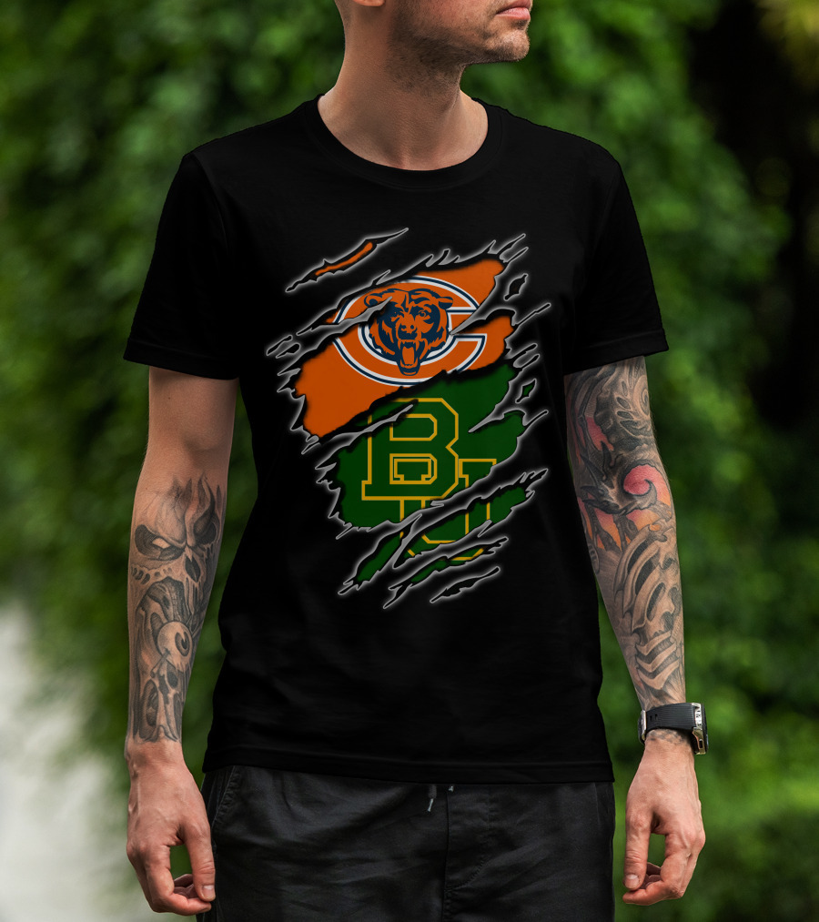 Chicago Bears Baylor University Bears Logo Combination T-Shirt