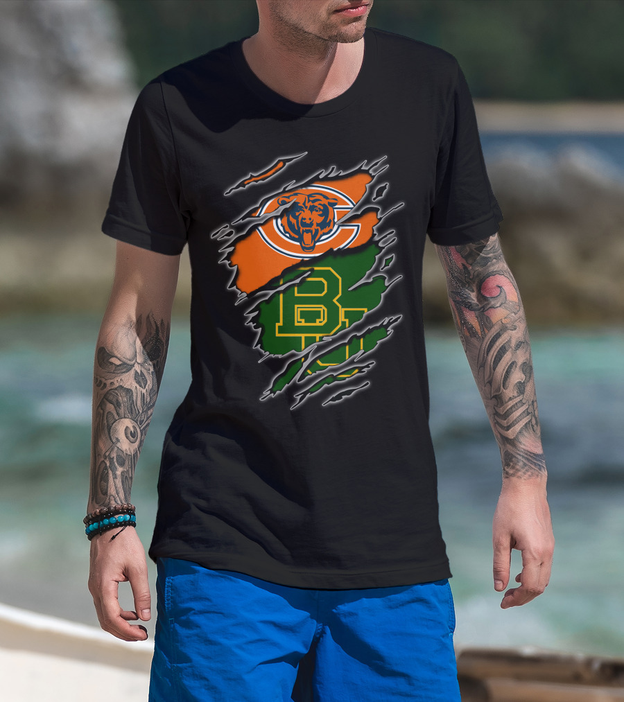 Chicago Bears Baylor University Bears Logo Combination T-Shirt