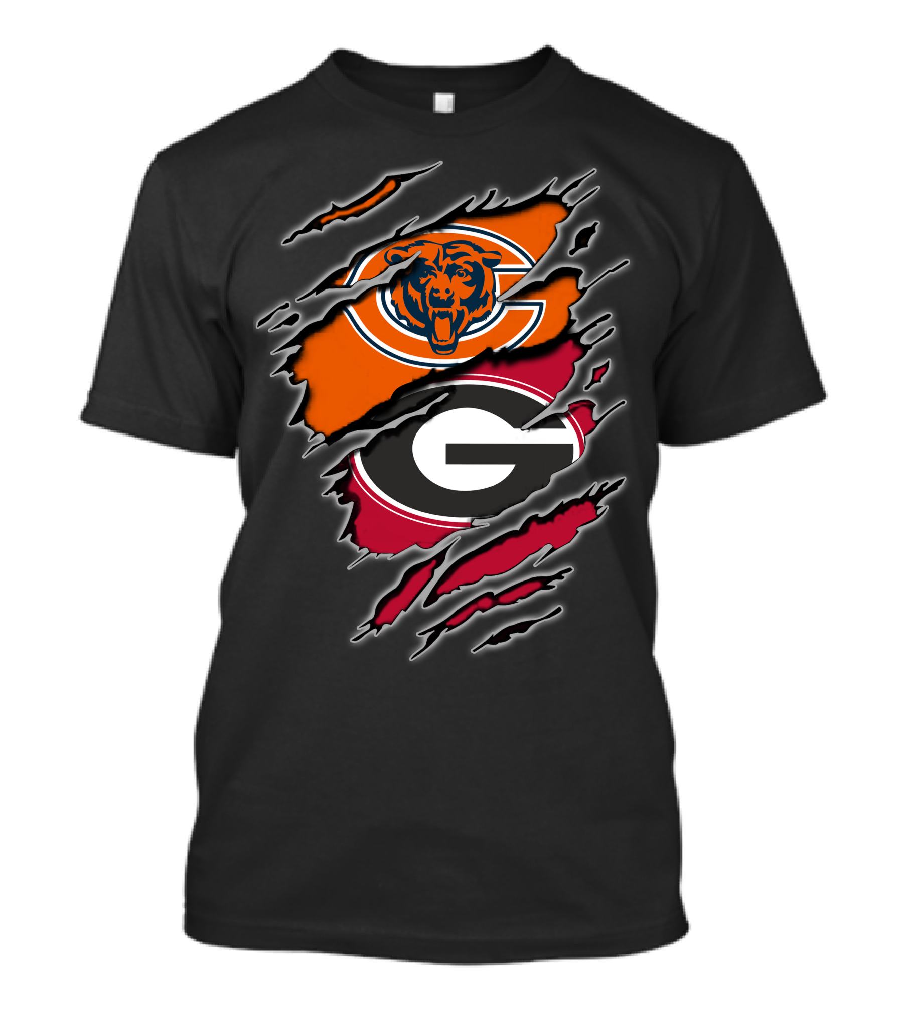Chicago Bears Georgia Bulldogs Logos Collision T-Shirt