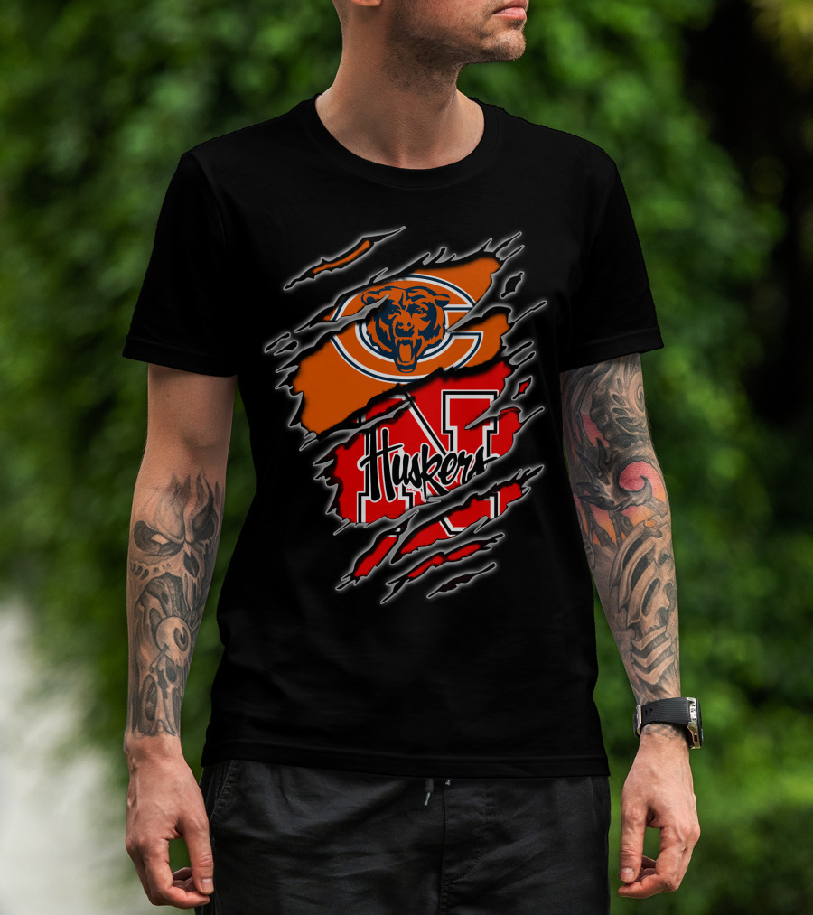Chicago Bears Nebraska Cornhuskers Fan Mashup T-Shirt