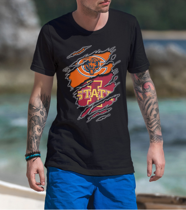 Chicago Bears Iowa State Cyclones Torn Graphics T-Shirt