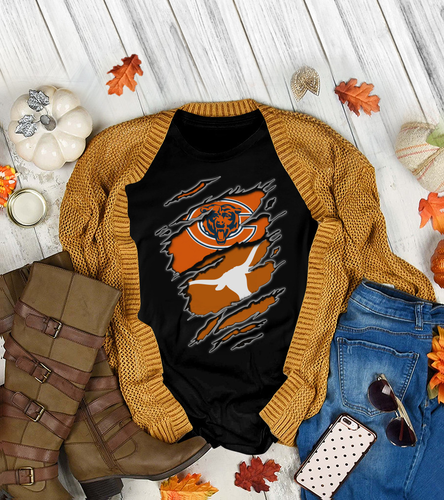 Bears Longhorns Logo Crossover Claw Tear T-Shirt