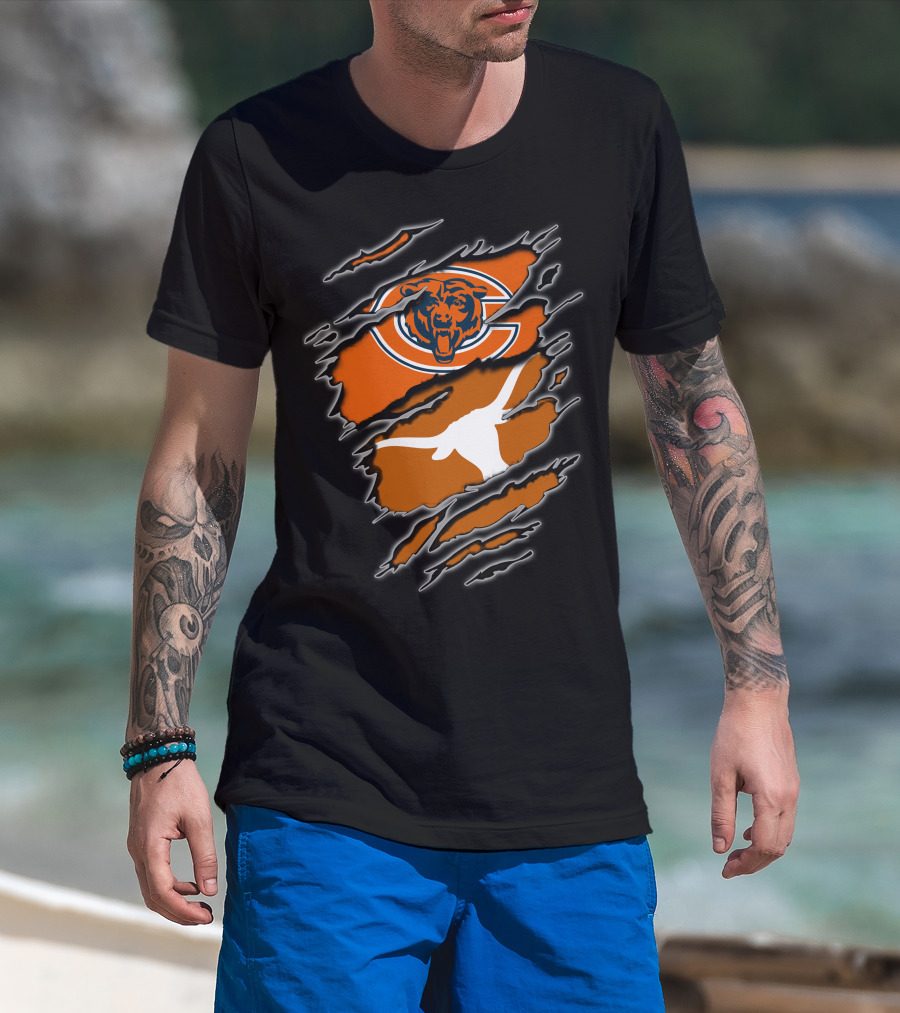 Bears Longhorns Logo Crossover Claw Tear T-Shirt