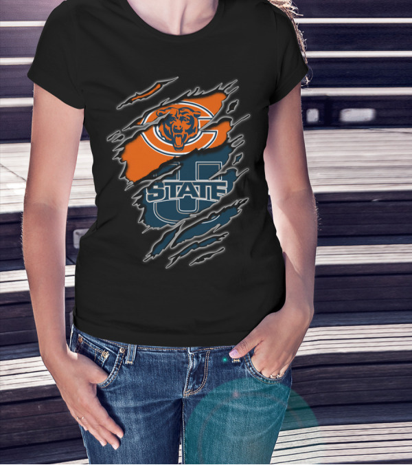 Chicago Bears Utah State Aggies Collaboration T-Shirt