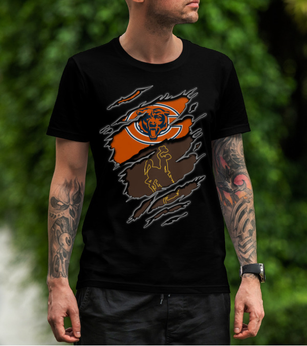 Chicago Bears Wyoming Cowboys Ripped Claw Marks T-Shirt