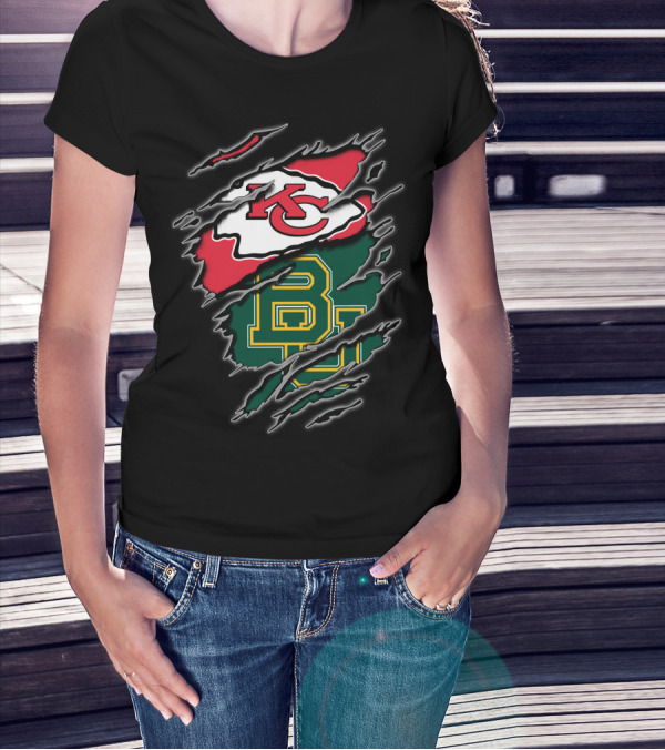 Kansas City Chiefs Baylor Bears Claw Marks Logo Fusion T-Shirt