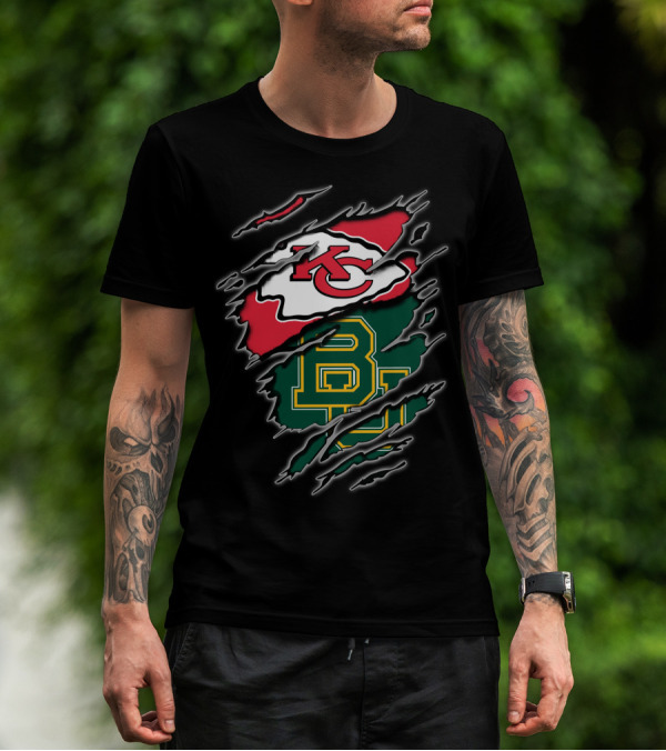 Kansas City Chiefs Baylor Bears Claw Marks Logo Fusion T-Shirt