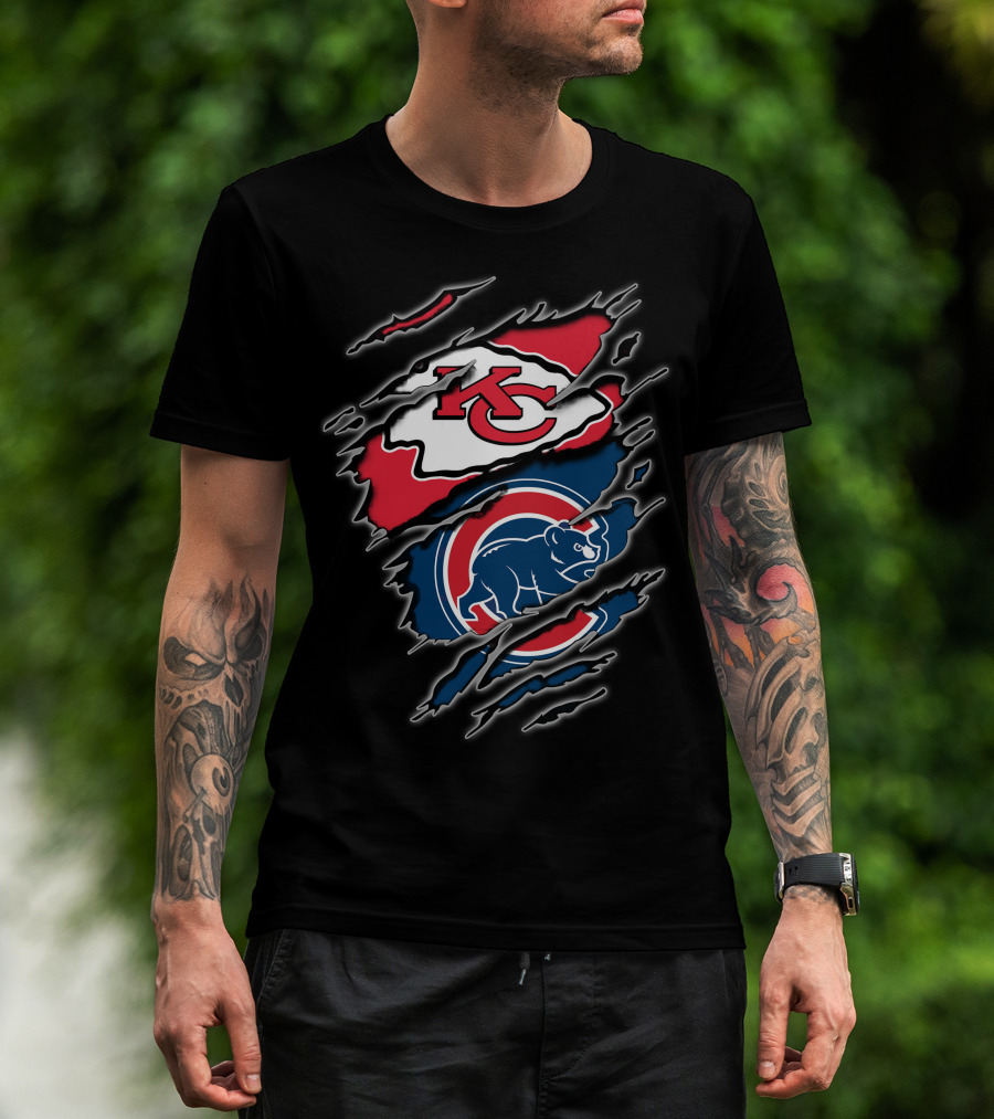 Kansas City Chiefs Chicago Cubs Claw Rip T-Shirt