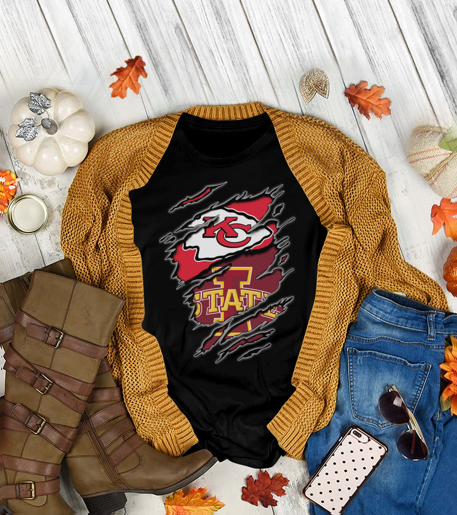 Kansas City Chiefs Iowa State Cyclones Ripped Claw T-Shirt