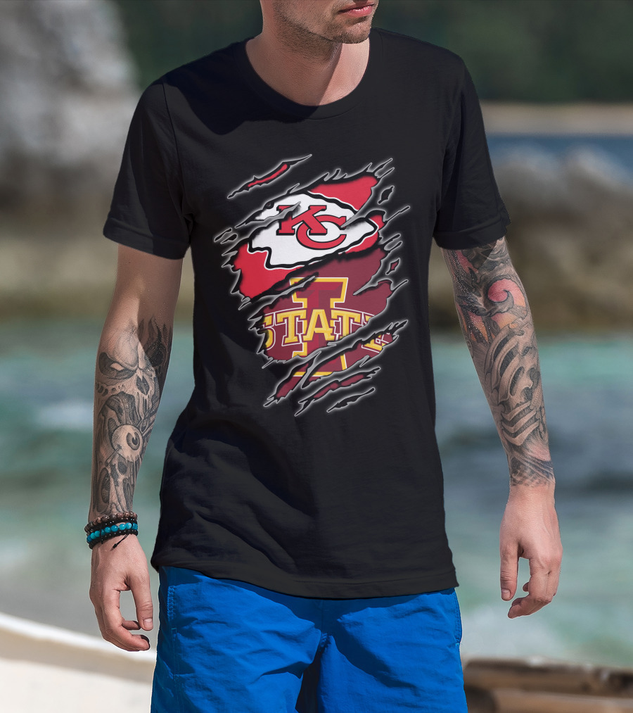 Kansas City Chiefs Iowa State Cyclones Ripped Claw T-Shirt