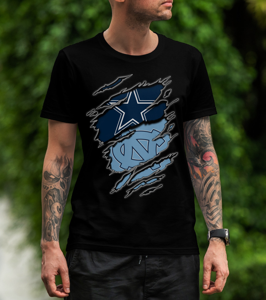 Dallas Cowboys North Carolina Tar Heels Torn Flag T-Shirt