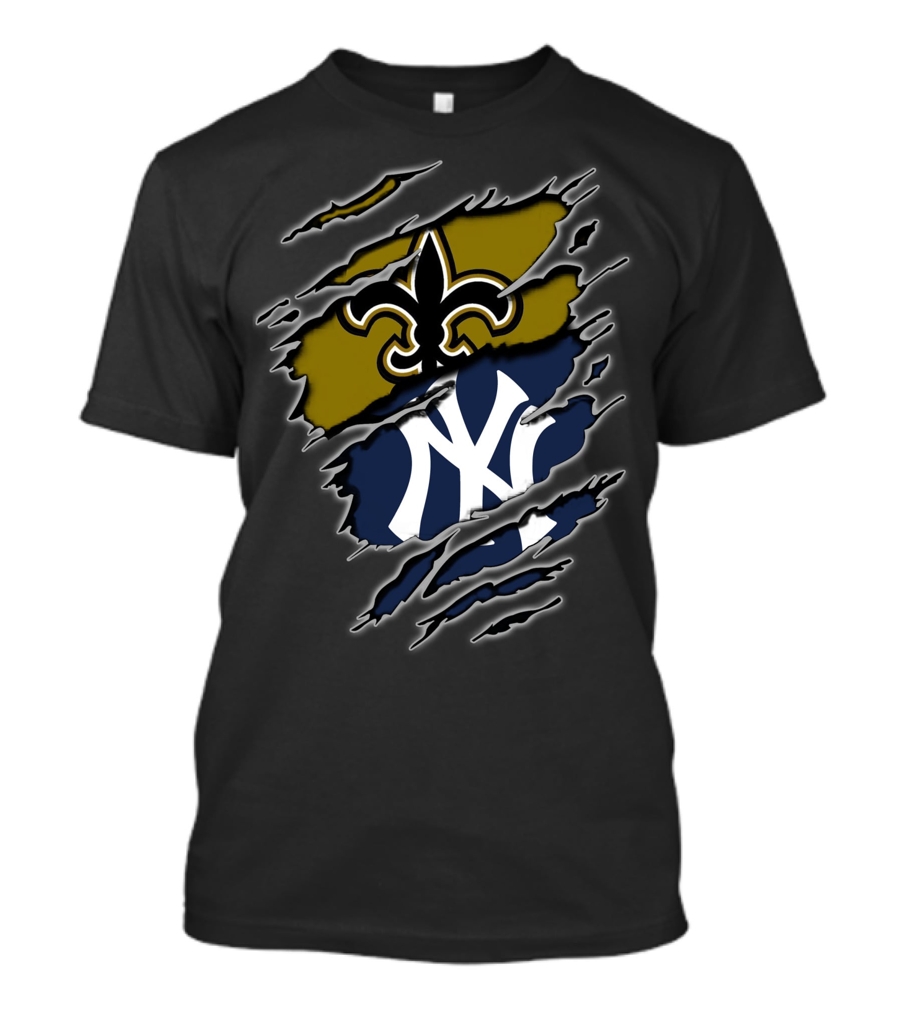 Saints Fleur-De-Lis And Yankees Ny Logo Combo T-Shirt