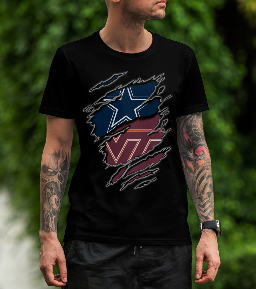 Dallas Cowboys Virginia Tech Hokies Collaboration T-Shirt
