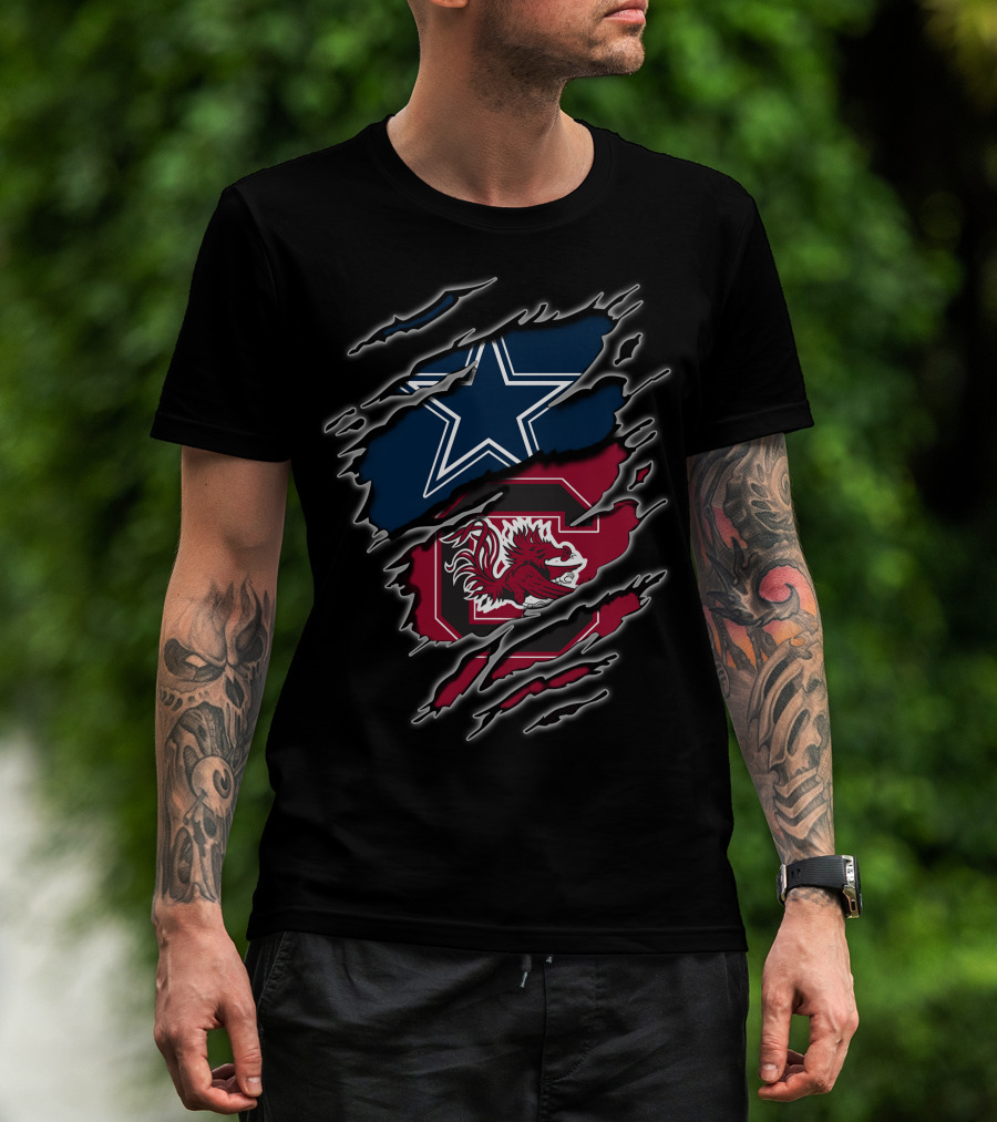 Dallas Cowboys South Carolina Gamecocks Torn Flag T-Shirt