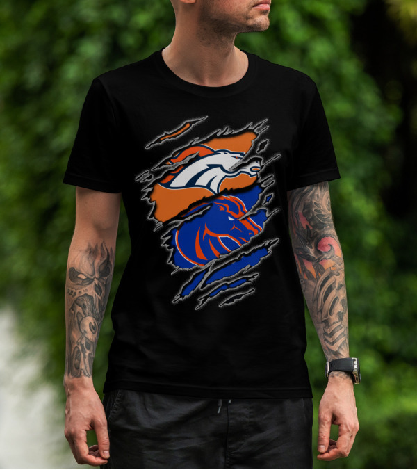 Broncos Boise Denver Football Dual Horse T-Shirt