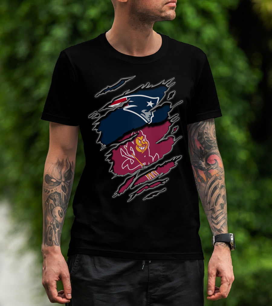 New England Patriots And Arizona State Sun Devils Rip T-Shirt