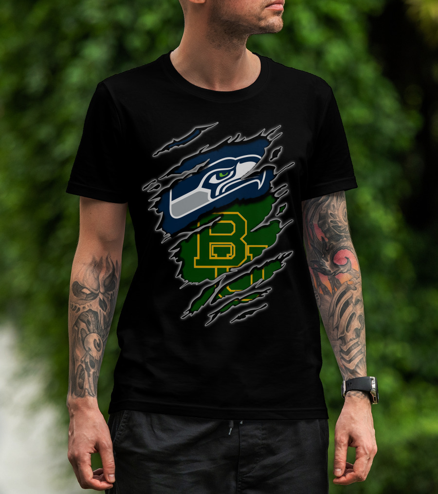 Seahawks Baylor Green And Blue Logo Fusion T-Shirt
