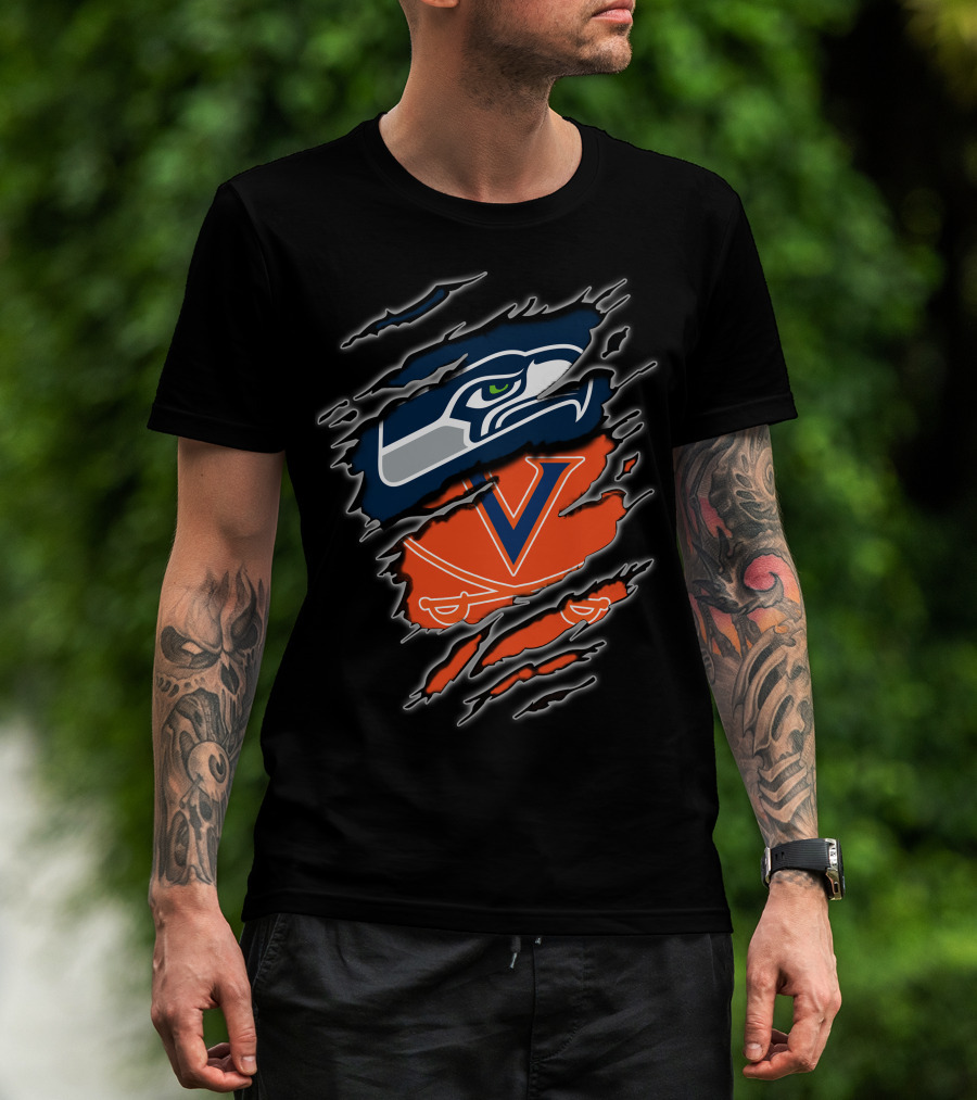 Seahawks Cavaliers Torn Reveal Sports Mashup T-Shirt