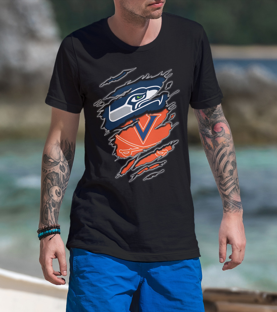 Seahawks Cavaliers Torn Reveal Sports Mashup T-Shirt