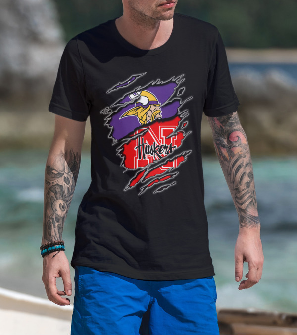 Vikings Huskers Torn Layered T-Shirt