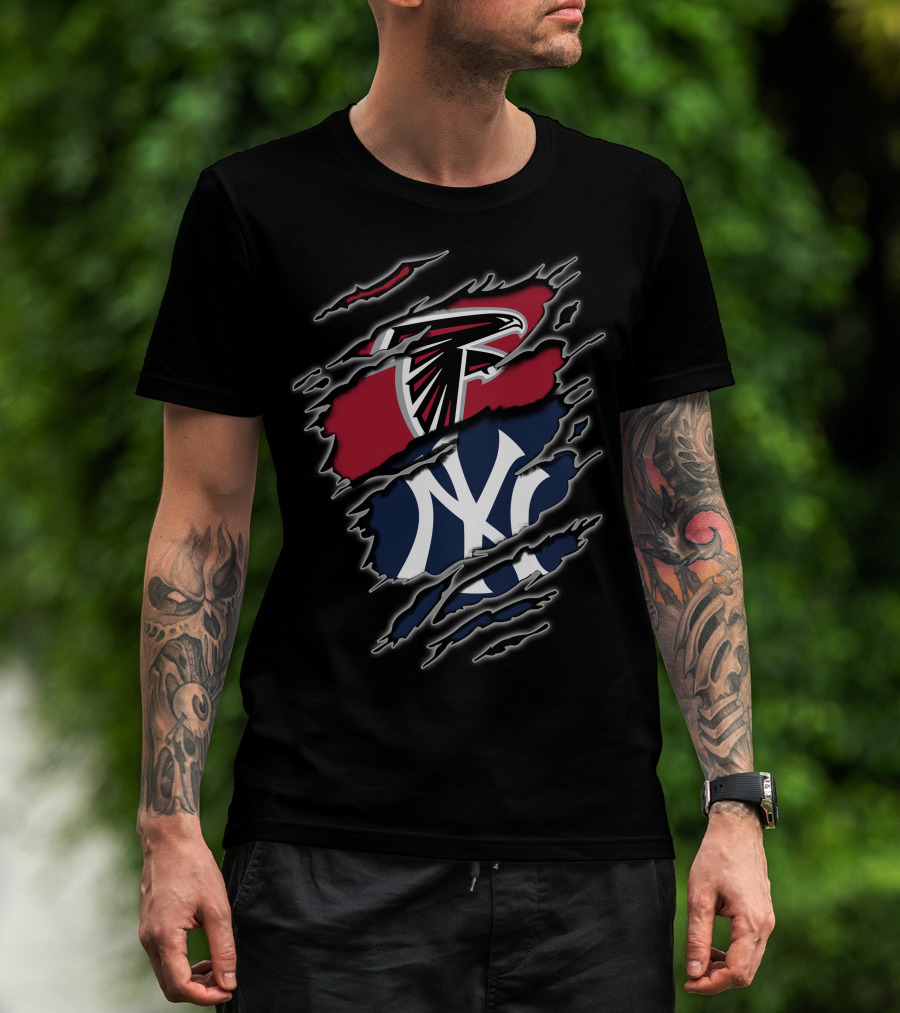 Atlanta Falcons And New York Yankees Torn T-Shirt