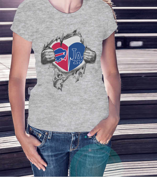 Buffalo Bills Los Angeles Dodgers Heart T-Shirt