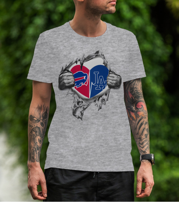 Buffalo Bills Los Angeles Dodgers Heart T-Shirt