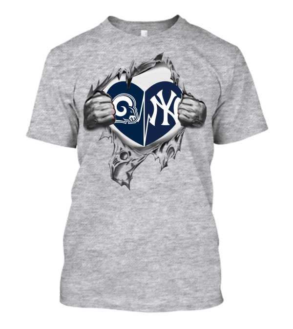 Rams Yankees Heart Rip Split T-Shirt