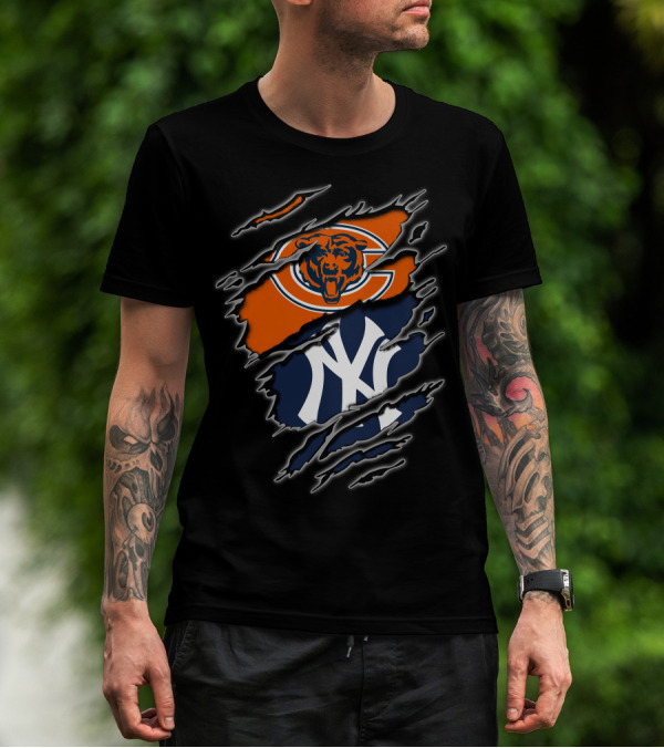 Chicago Bears New York Yankees Crossover T-Shirt