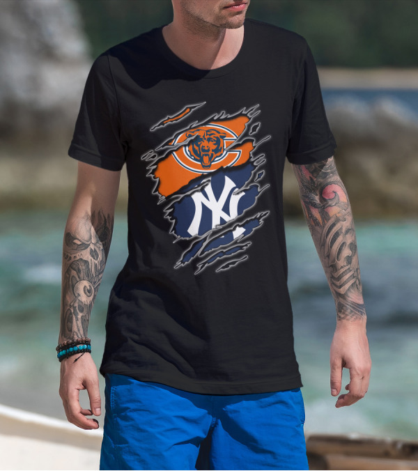 Chicago Bears New York Yankees Crossover T-Shirt
