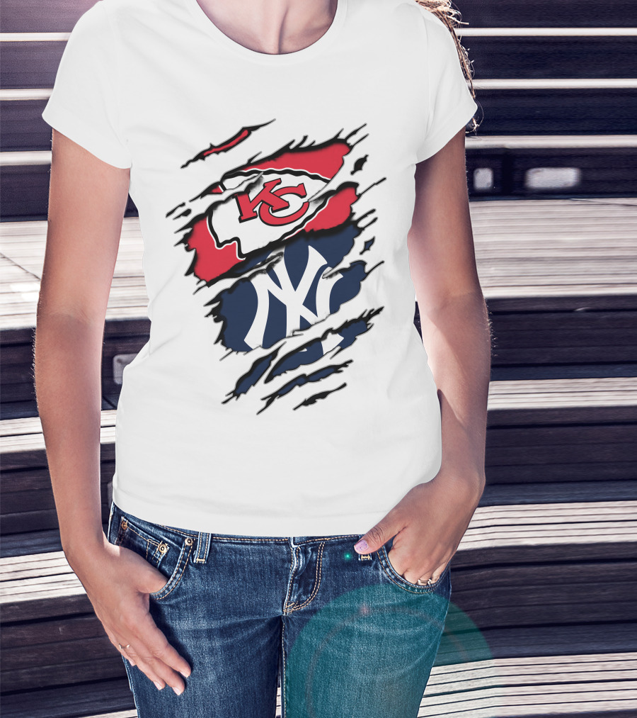 Kansas City Chiefs New York Yankees Logos Clash T-Shirt