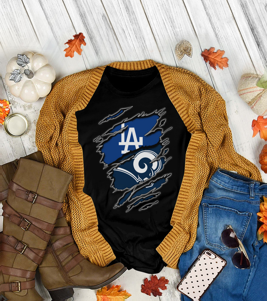 LA Dodgers Rams Logo Mashup T-Shirt